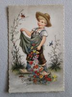 Alte Ansichtskarte Geburtstag Junge Blumen gestempelt