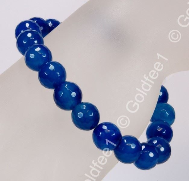 Bracciali & Braccialetti: Achat Stretch Armband blau – Nuovo e nell'imballaggio originale da Oberglatt ZH venduto da Goldfee1 2