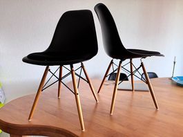 Vitra (Original!) 6 Eames DSW Stühle; Sitzpolster (schwarz)