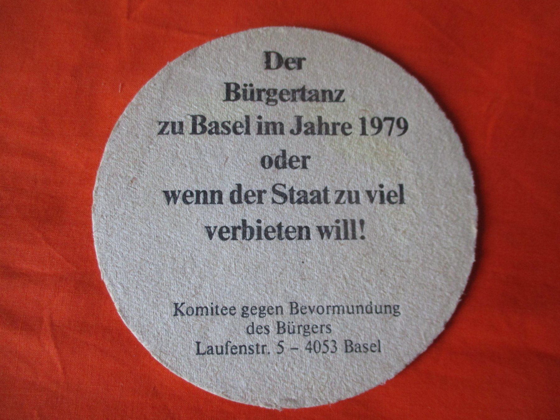 Sottobicchieri: Bierdeckel Basel, Bürgertanz 1979 – Usato da Birsfelden venduto da alles-muss-raus 1