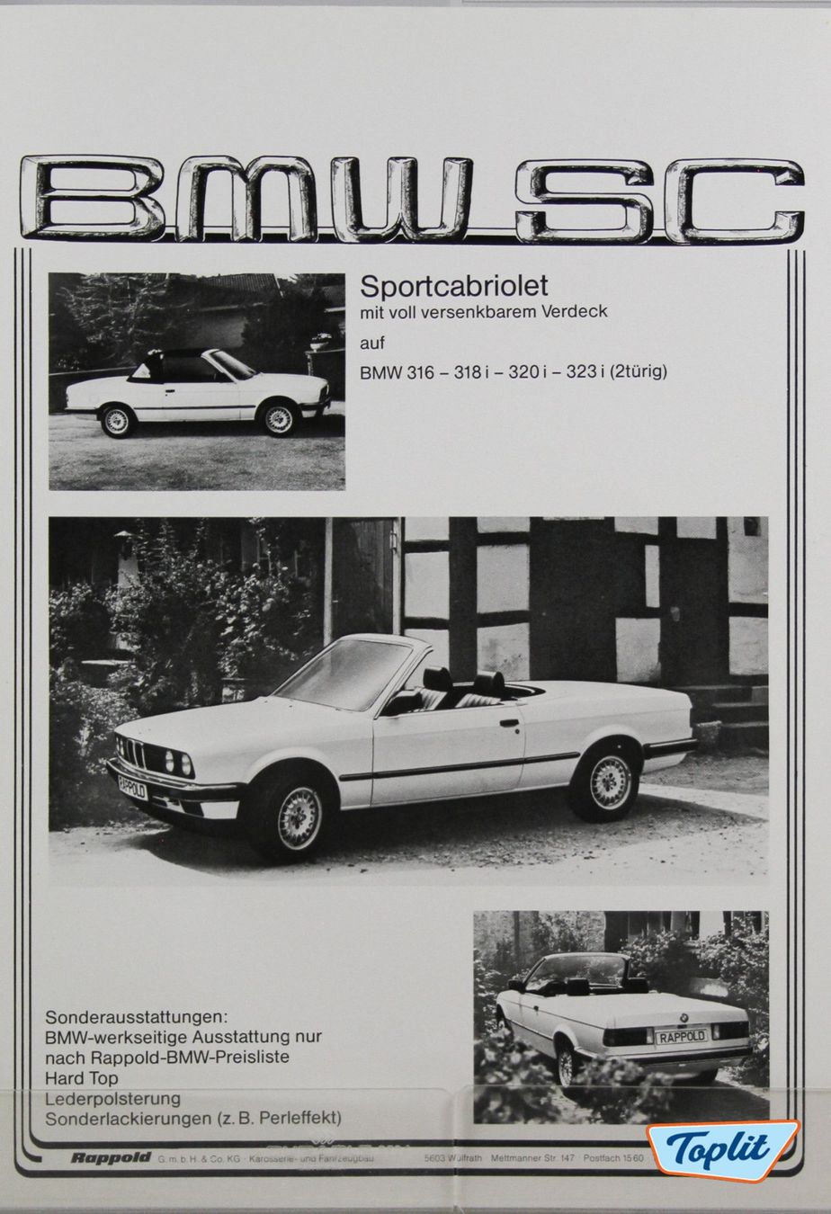 BMW Dokumente: ORIGINAL FLYER - BMW 3ER - E30 SC RAPPOLD – Gebraucht aus Unterägeri von