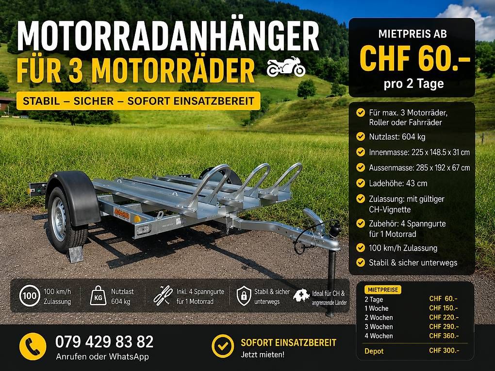 Rimorchi: Vermietung Motorradanhänger – Usato da Siebnen venduto da ala_6lbj 2