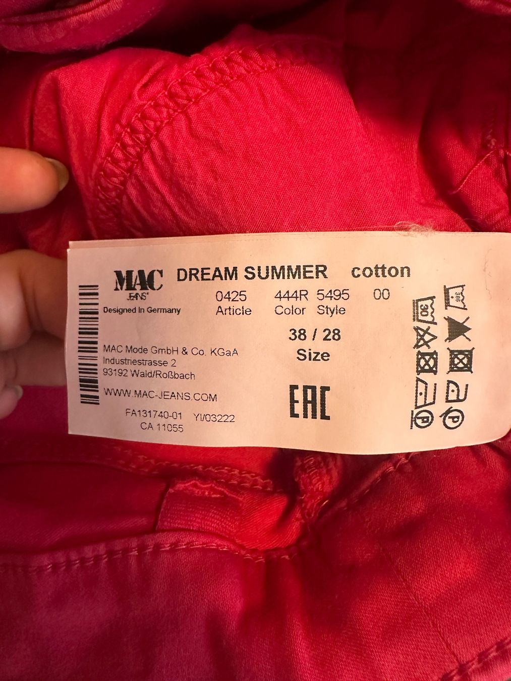 Pantaloni: MAC Dream Summer Baumwollhose Pink, Gr. 38 – Usato da Schaan venduto da Hermine2018 1