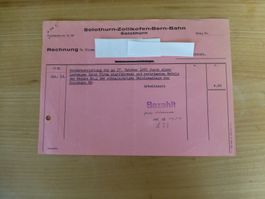 Bahn, Zollikofen-Solothurn-Bern-Bahn Rechnung 1950