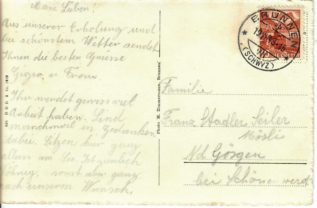 Cartoline postali: Ferienheim Bally 1943 – Usato da Hochdorf venduto da Ziegel-16 1