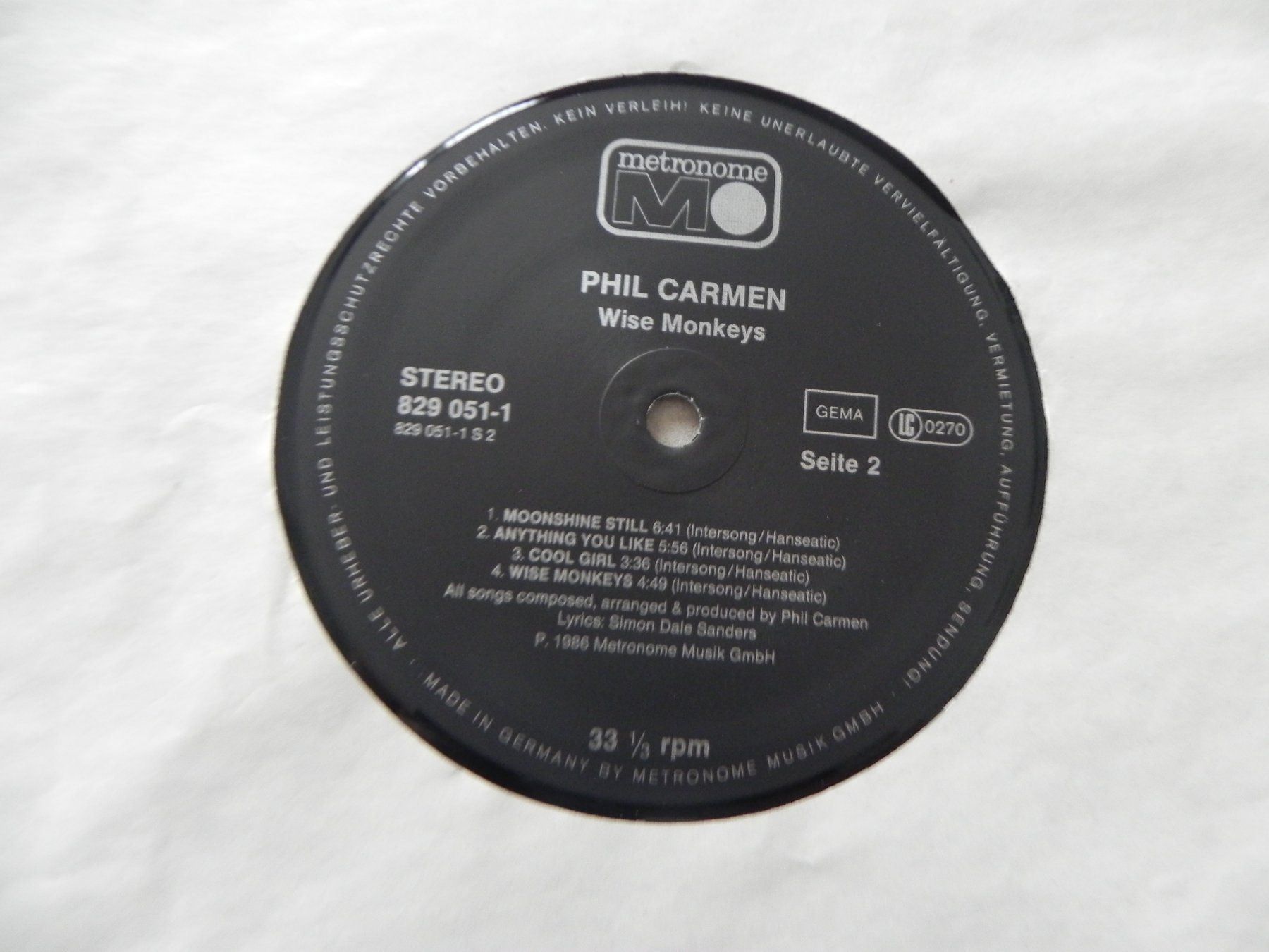 Schallplatten: LP Schweiz Rock Pop Phil Carmen 1986 – Gebraucht aus Siebnen von krimsie 5