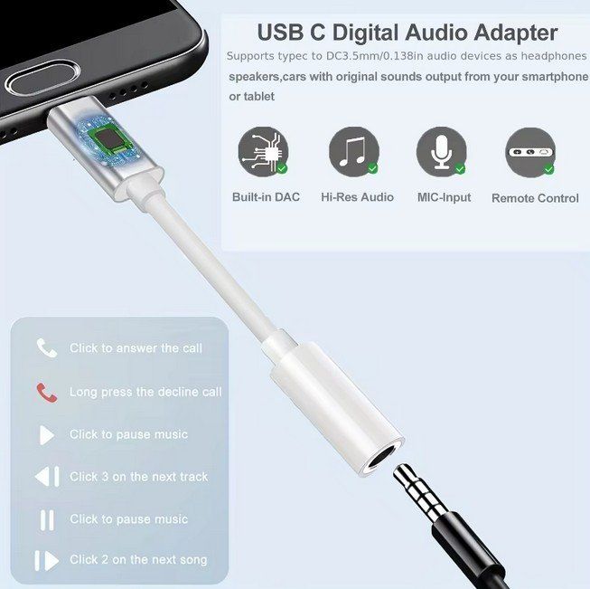 Unità & Adattatore: Adapter USB C  zu 3.5mm Buchse Weiss und Neu – Nuovo e nell'imballaggio originale da St. Margarethen TG venduto da Smiley-Face 3