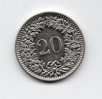 (1130) Schweiz, 20 Rappen 1909, top stgl