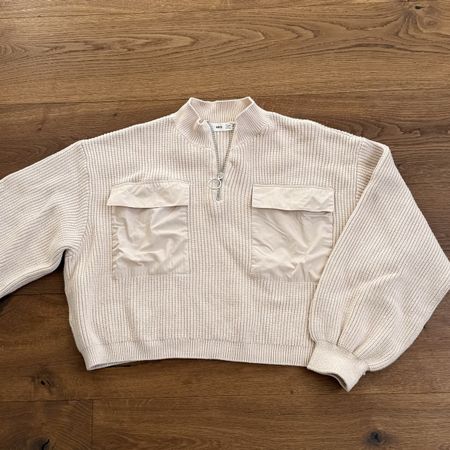 MANGO Strickpullover Half-Zip Beige – Grösse M