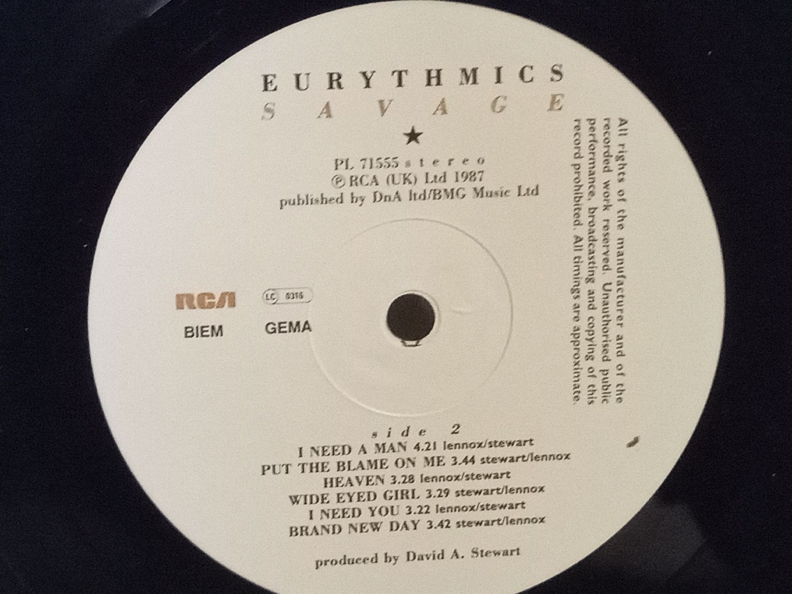 Dischi in vinile: Eurythmics   Savage LP Vinyl 1987 – Usato da basel venduto da markusb07 7