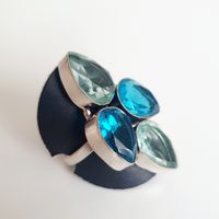 Vintage Xxl Ring Silber 925 vier Tropfensteine Gr. 17,9 m