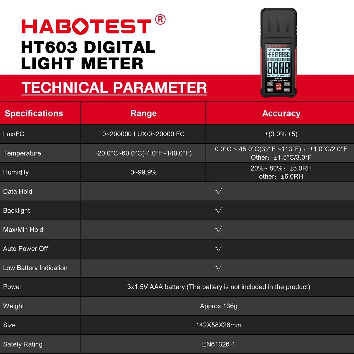 Misurare: NEU Luxmeter Lichtmessgerät / Luxmètre Light Meter – Nuovo e nell'imballaggio originale da Isérables venduto da Wishlist 8