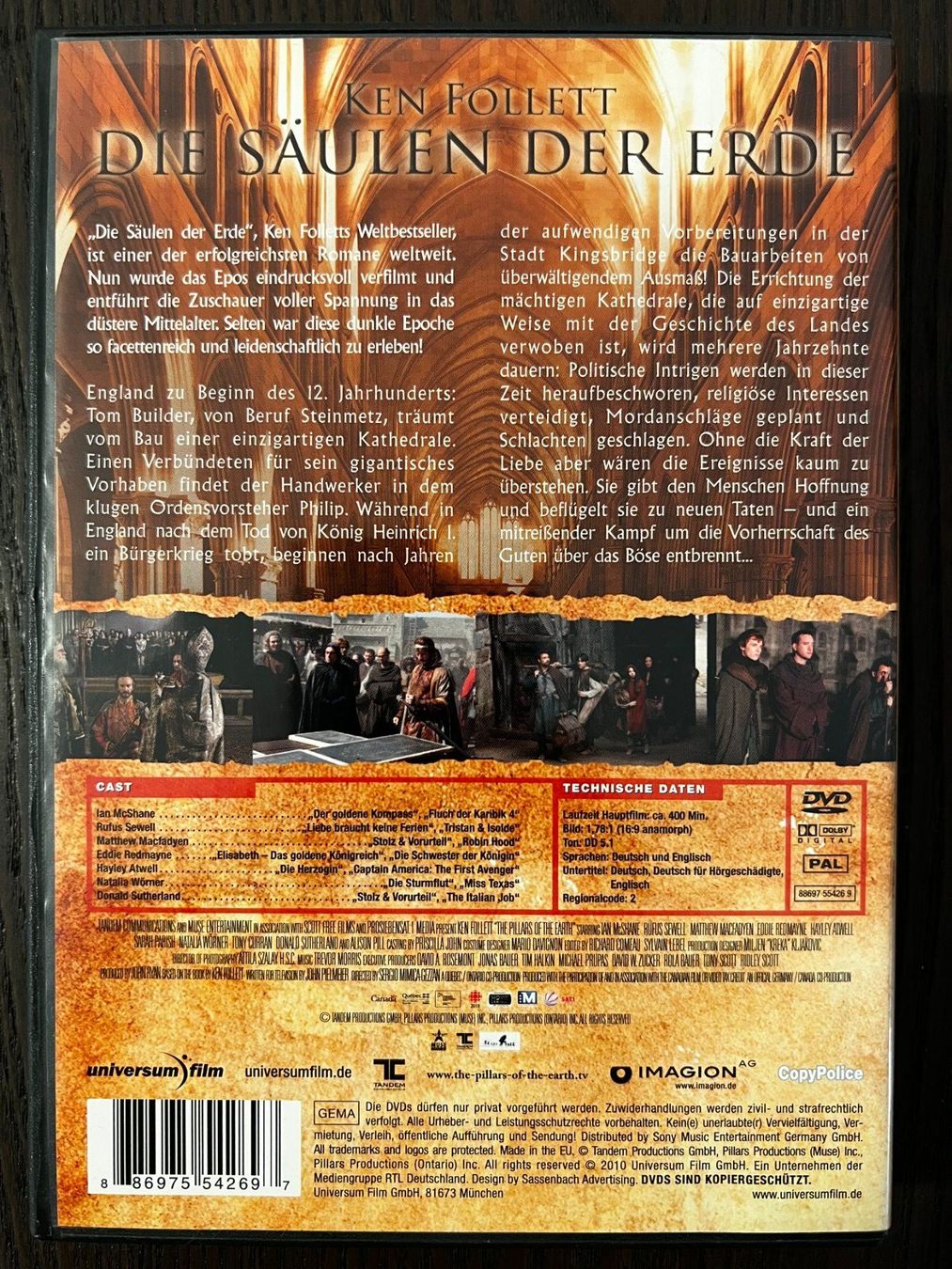 Tutti i DVDs: Die Säulen der Erde (4 DVDs) – Usato da Zürich venduto da FilmFreunde 1