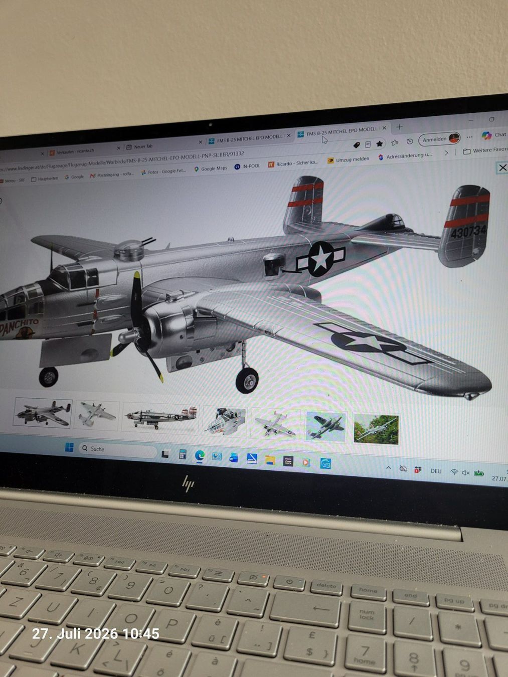 FMS RC Modellbau: FMS B-25 MITCHEL EPO MODELL PNP SILBER – Neu (gemäss Beschreibung) aus Solothurn von Muse1998 3