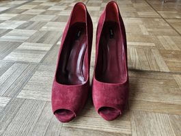 Bally Tiptoe High Heels weinrot Rauhleder Grösse 39