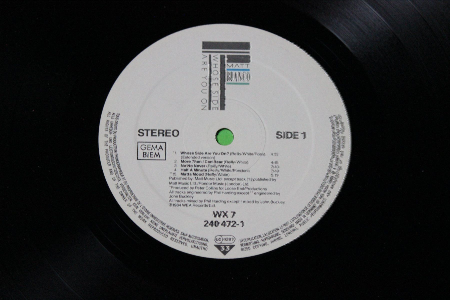 Schallplatten: Matt Bianco - Whose side are you on? LP Vinyl 1984 – Gebraucht aus Tübach von JamesStone 2