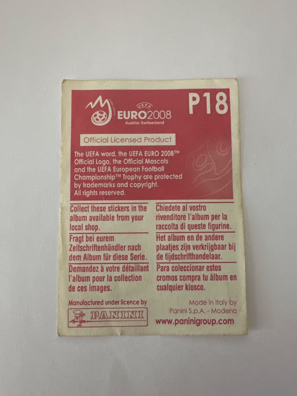 Panini Sammelbilder & Trading cards: Panini UEFA EM 2008 Sticker - P18 Philippe Senderos – Gebraucht aus Sulz AG von DealWerk 1
