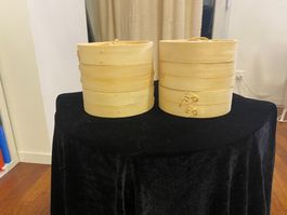 Bambus Dampfgarer Set (2 Stück) Ø ca. 13 cm – Dumplings etc.