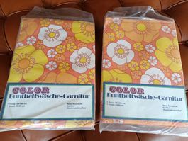 Bettwäsche 70er Jahre Baumwolle unbenutzt Flower Power