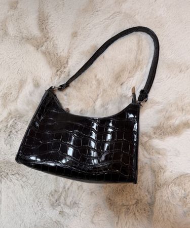 Handtasche schwarz Kroko-Optik Damen