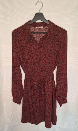 Blusenkleid Rot mit Leoprint - Grösse 40