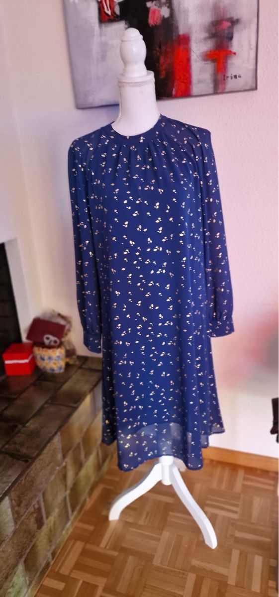 Kleider: Saint Tropez Kleid, blau gemustert, Grösse S, Herbst – Gebraucht aus St. Gallen von mania03
