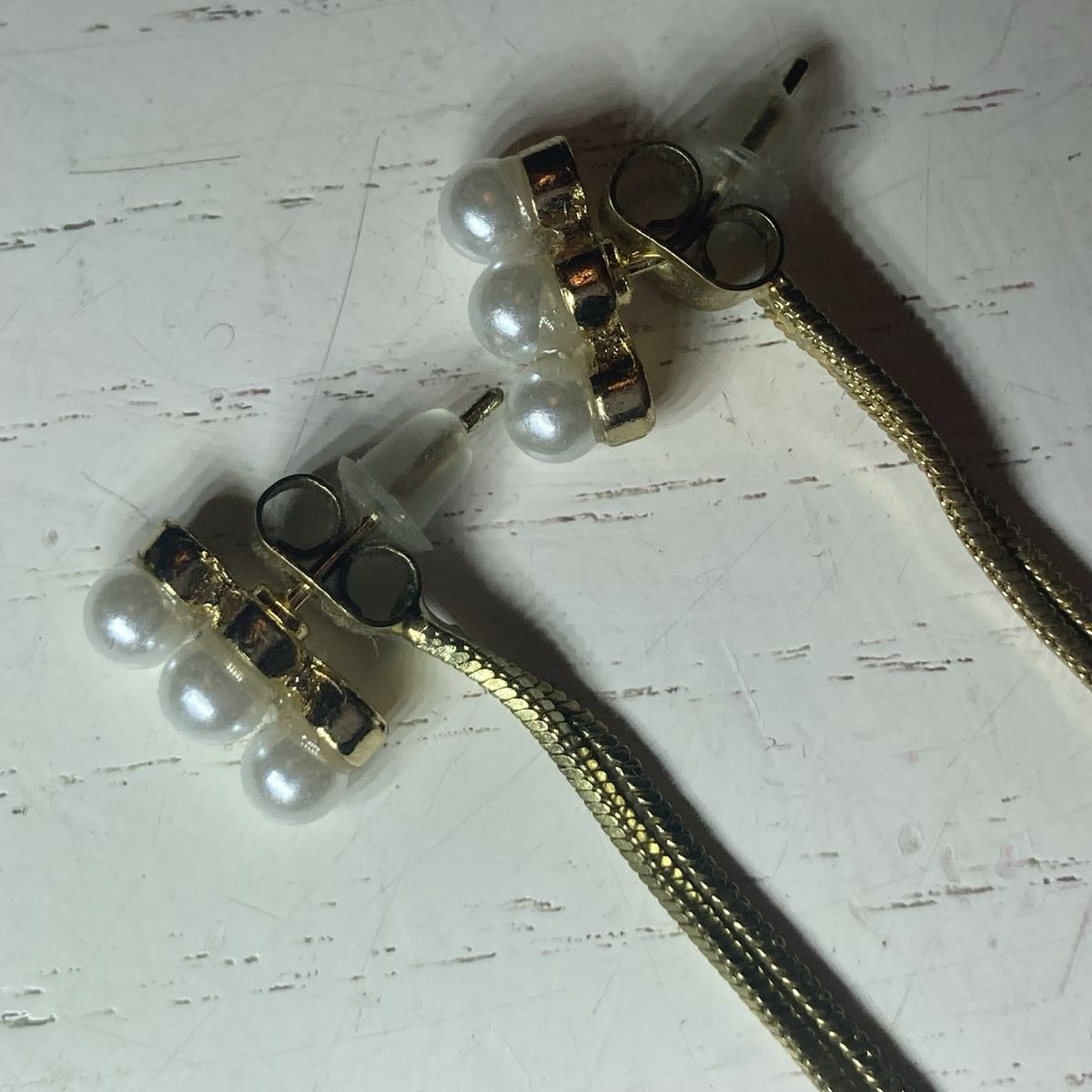 Ohrringe & -stecker: Dangle Earrings Gold Tone Pearl Cluster Stud Design Pair – Gebraucht aus Zürich von sele_x 4