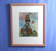 Aquarell/Feder auf Papier, unbekannt signiert datiert 1964