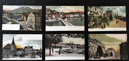 6 antike AK in Farbe: Luzern (Seebrücke, Schweizerhofquai)