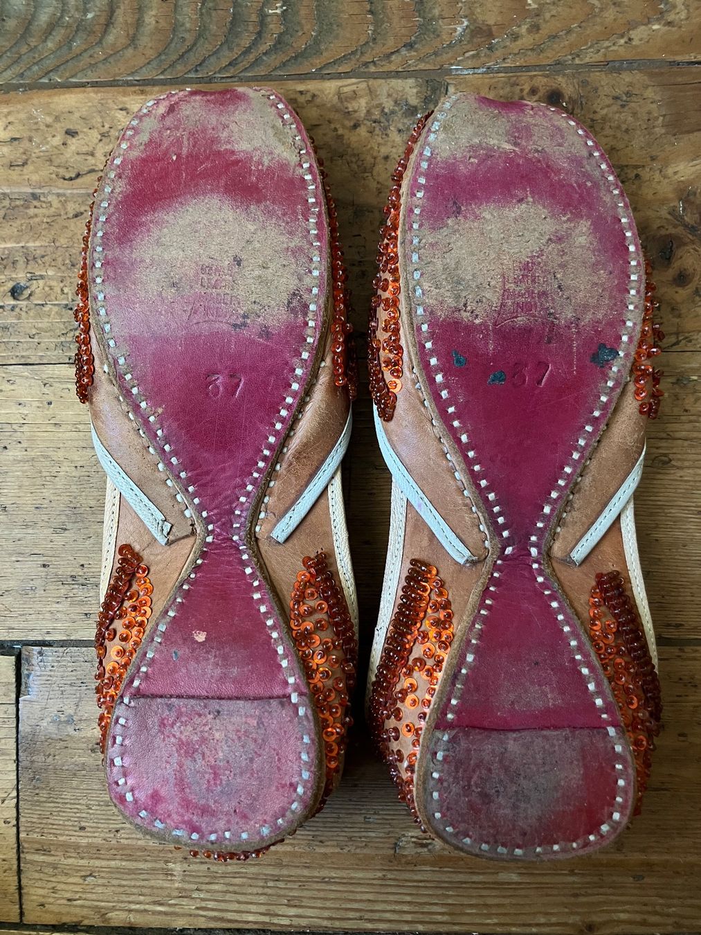 Scarpe da donna: Ballerines brodées de perles oranges - made in India – Usato da Genève venduto da sunflower.vintage 8