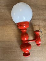 Vintage Wandlampe, Holz/Metall, rotorange, Kugel