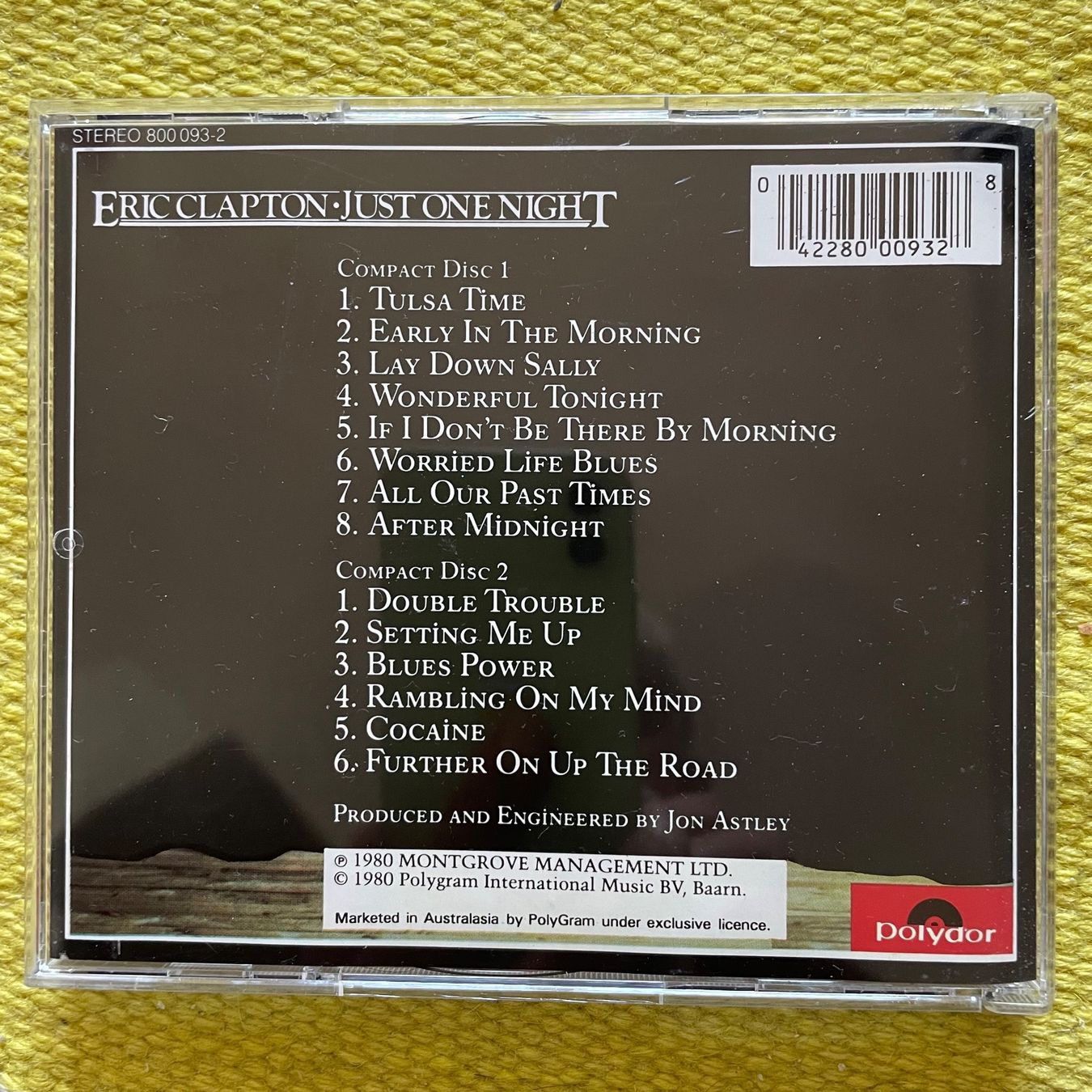 CD: ERIC CLAPTON-2CD JUST ONE NIGHT – Usato da Rorschacherberg venduto da CD-Roli 1