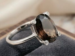 Zeitloser Silber925  Rauchquarz Ring - Neu