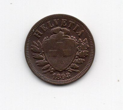Tutti le monete: (939) Schweiz, 2 Rappen, 1893, top stgl – Usato da Rüthi (Rheintal) venduto da erdnuessli1 1