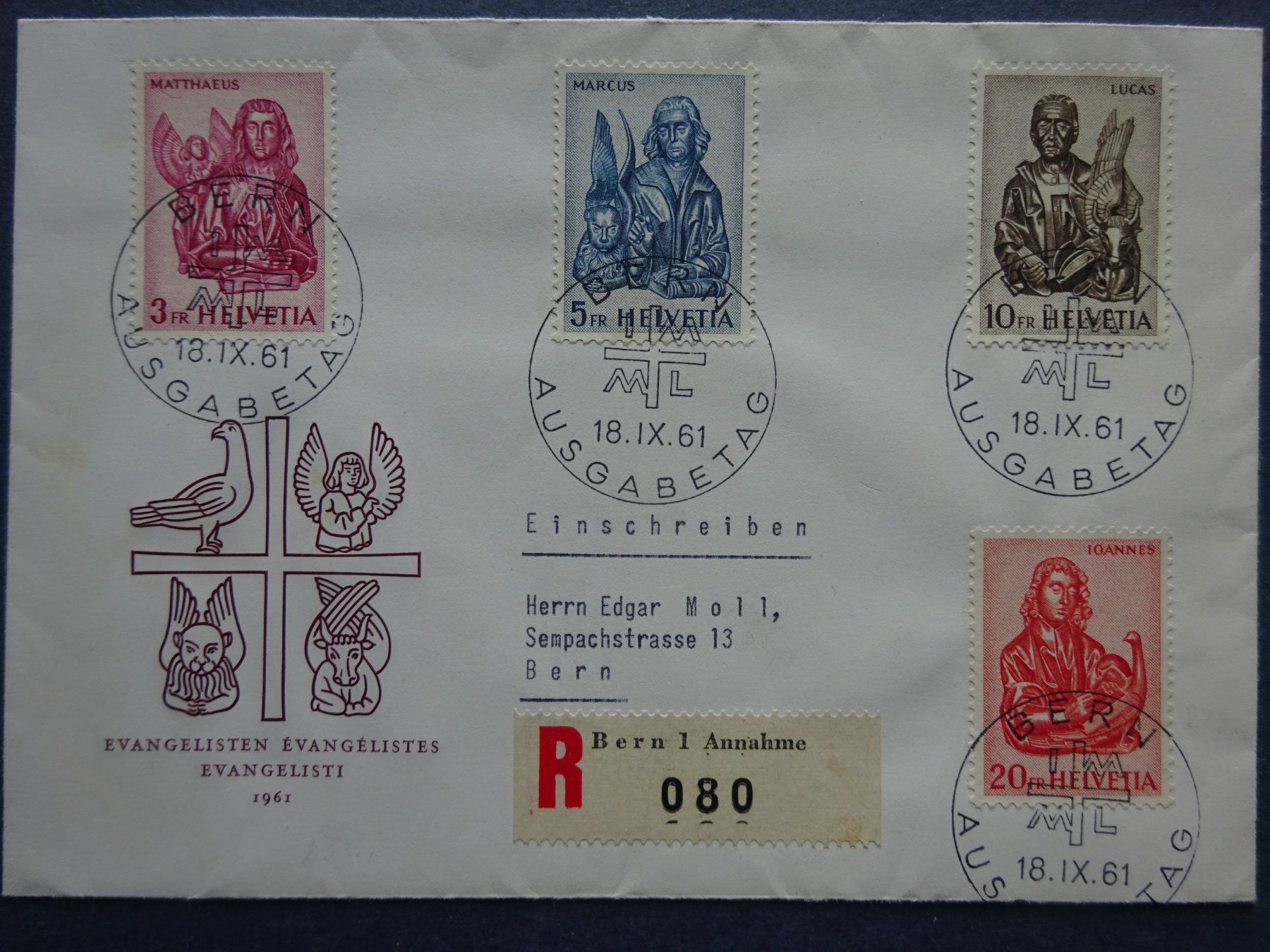 Tutti i francobolli: 1961 Z-Nr. 381 - 384 FDC – Usato da Appenzell-Steinegg venduto da adi1975 5
