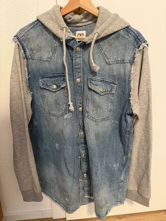 Zara Herren Jeansjacke mit Kapuze Grösse L