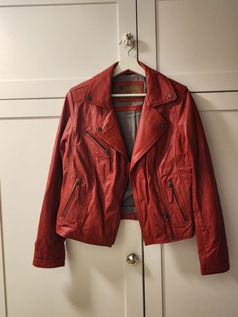 OAKWOOD Echtlederjacke Damen rot Bikerjacke Lederjacke Gr. L