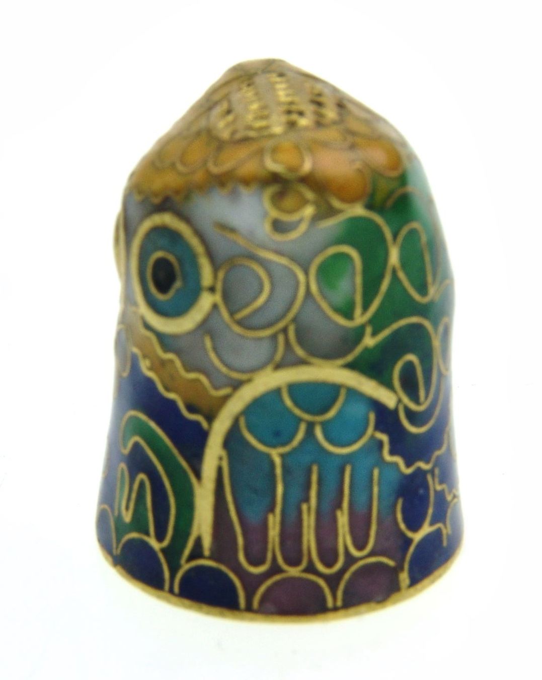 Ditali: Fingerhut - Cloisonne Uhu - Eulenkopf 1 – Usato da Langenthal venduto da hamster-raeumung 3