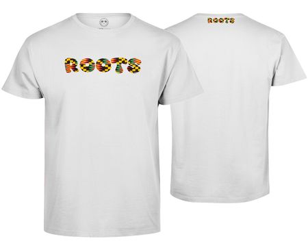Roots Premium Tshirt mit Kente - Weiss
