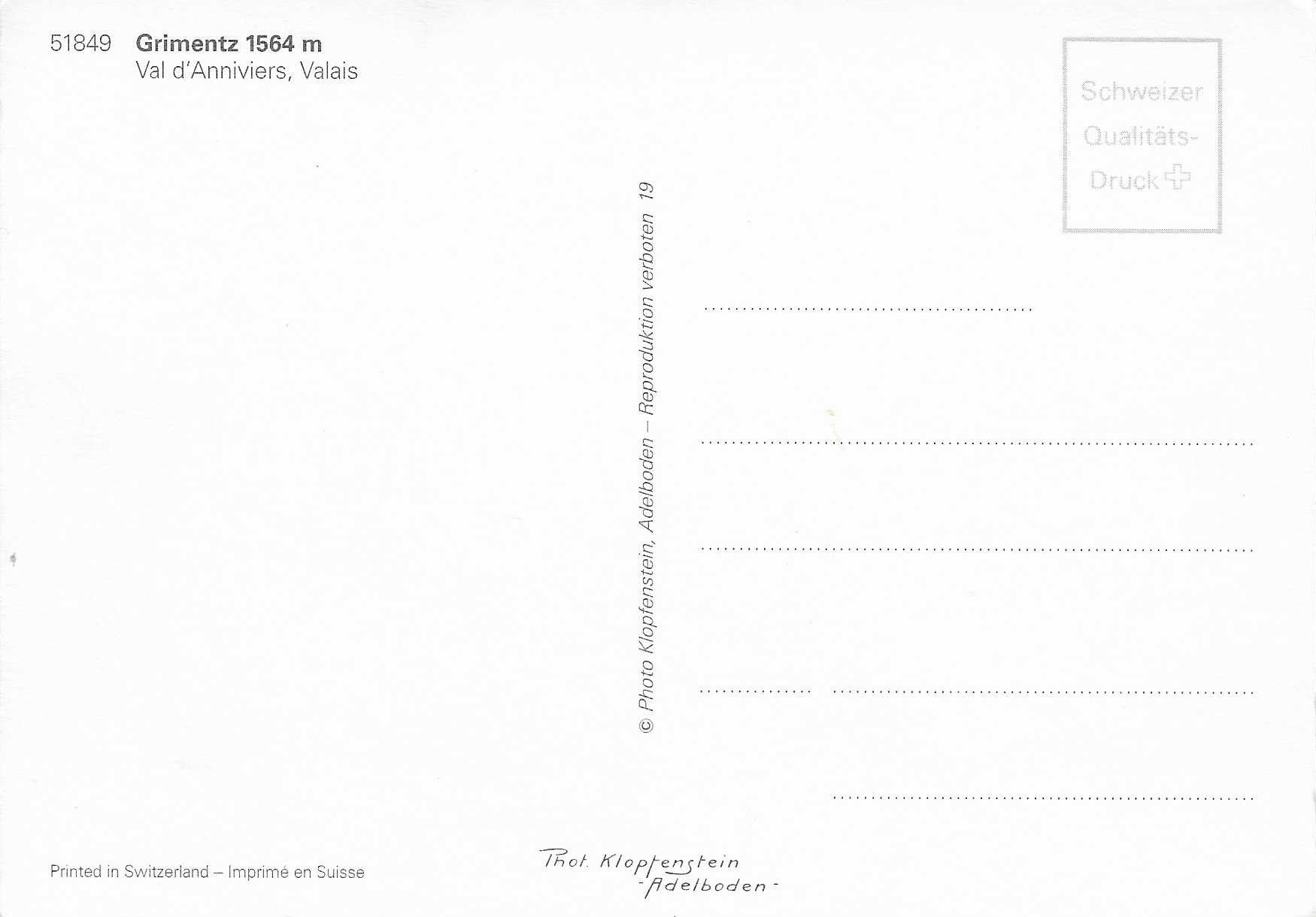 Cartes postales: Grimentz VS – Neuf (Voir description) à Rothrist par Stranglehold 1