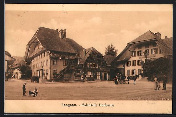 Cartes postales: Langnau /Emmental, Dorfpartie mit Pferde – D'occasion à Berlin par bartko-reher