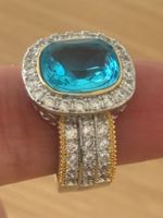 Luxus Elegante Gr.19/9 Ring Farbe: Silber /Turkis Zirkonia