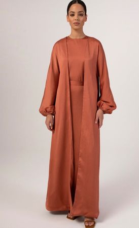 Veiled - Salma 3 Piece Abaya Set - Terracotta / Grösse M