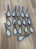 Set 16 cucchiaini cinesi vintage blu e bianchi in ceramica