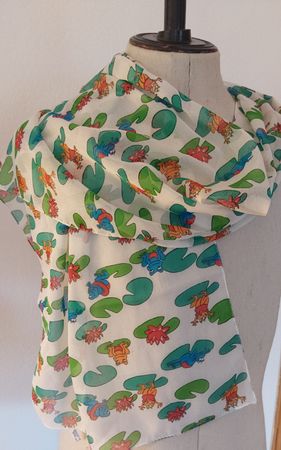 Foulard Polyester Motiv Frösche