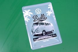 Blech-Postkarte «VW Bulli T1» (Samba-Bus/VW-Bus), geprägt