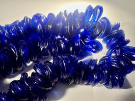 Brin de perles artisanale en verre enroulé, bleu magnifique