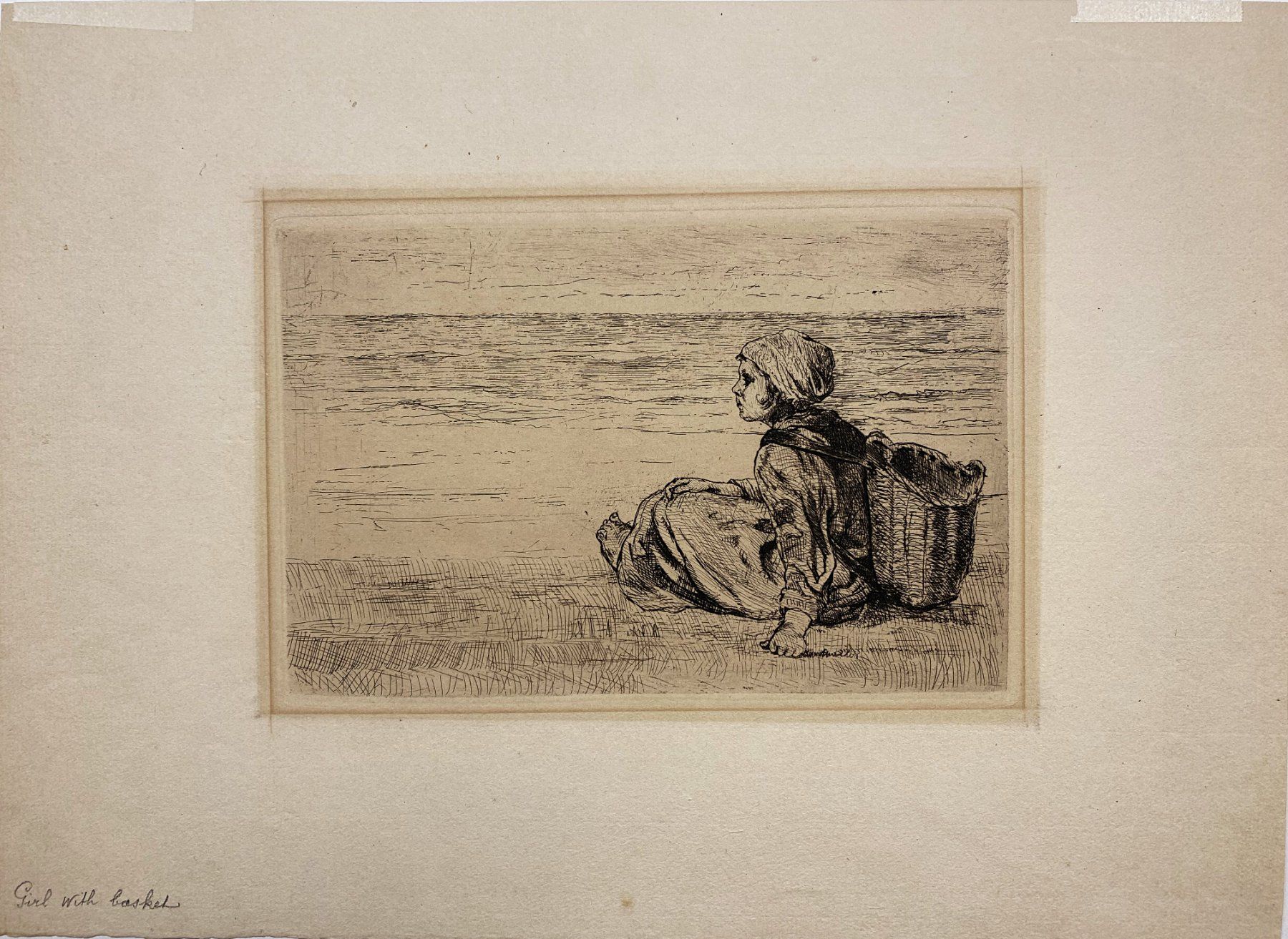 Incisioni: Jozef Israels "Kleines Mädchen mit Korb" 1879 – Usato da grenchen venduto da Belarte