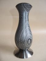 Elegante Holzvase Metallfuss - Unikat! Vase Holz gedrechselt