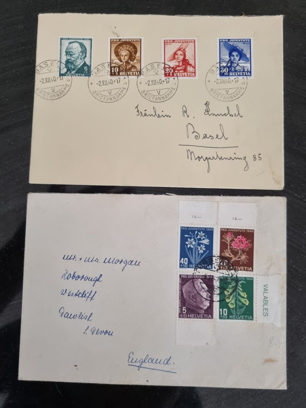 Alle Briefmarken: Pro Juventute Serien 1940 + 1948 auf Brief – Gebraucht aus Gümligen von Geniusbuy